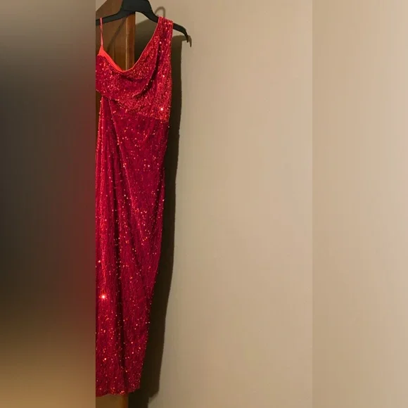 Joyfunear One Shoulder Wrap Split
Thigh Sequin Formal Dress - Picture 3 of 6